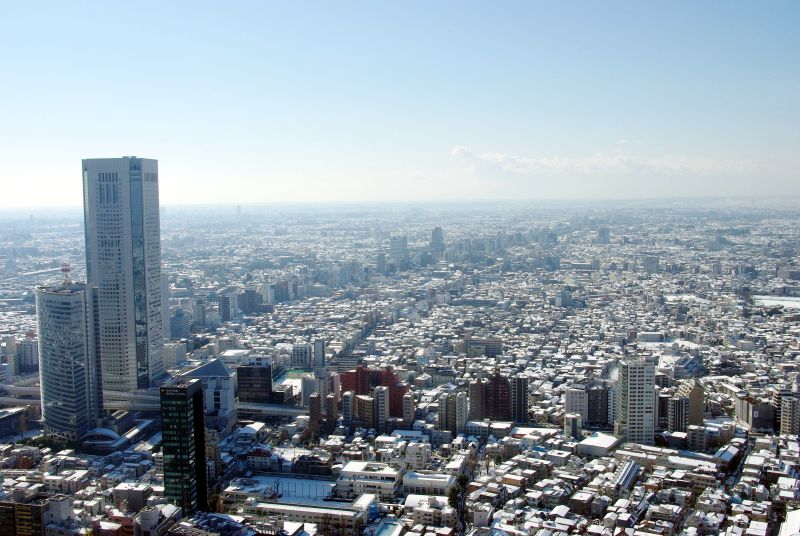 都庁北展望台からの雪景色