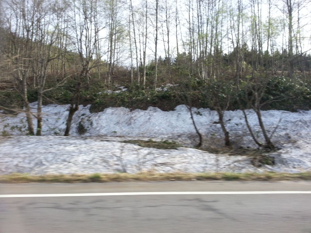 江差から函館方面への道中の残雪