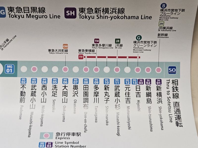東急新横浜線部分の路線図