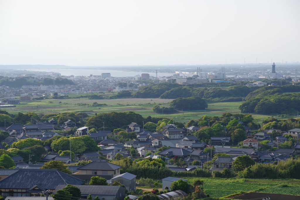 地球の丸く見える展望館・銚子駅方面の町網