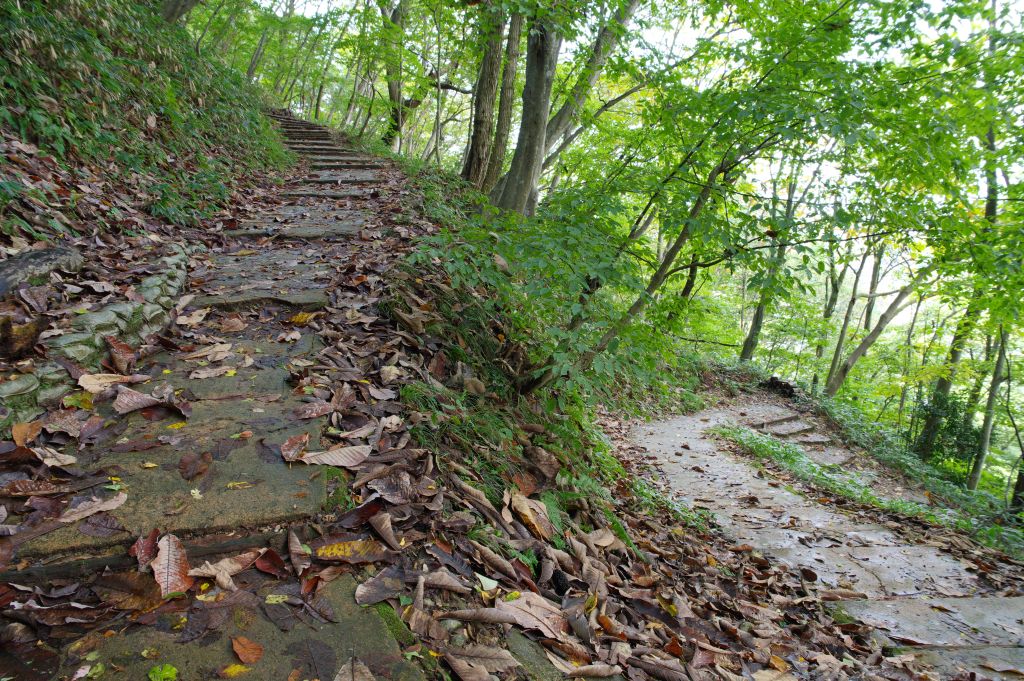 村上城・ジグザグに登る道