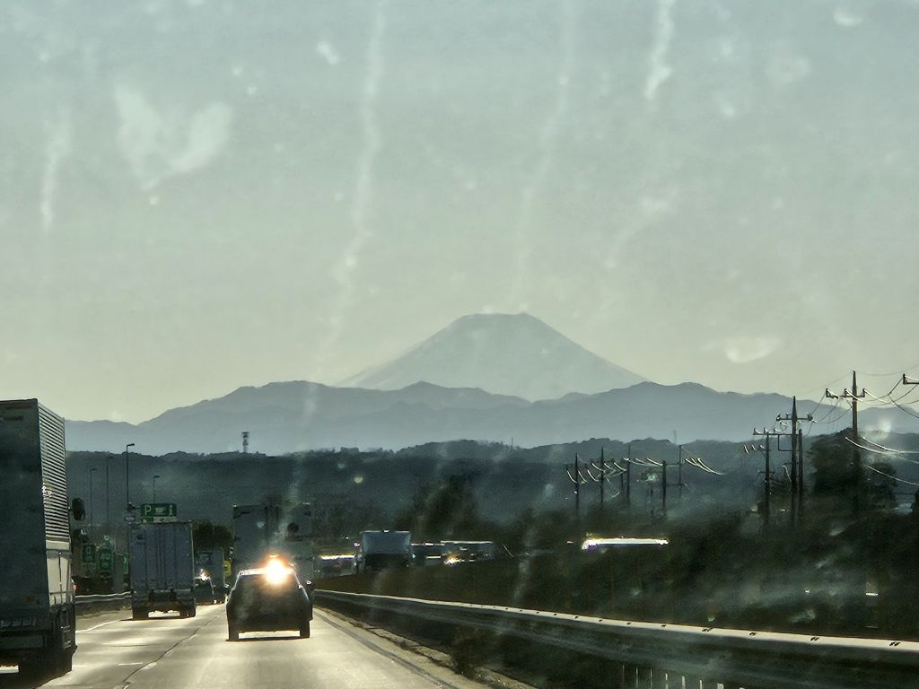 とんかつみつみね・道中の富士山