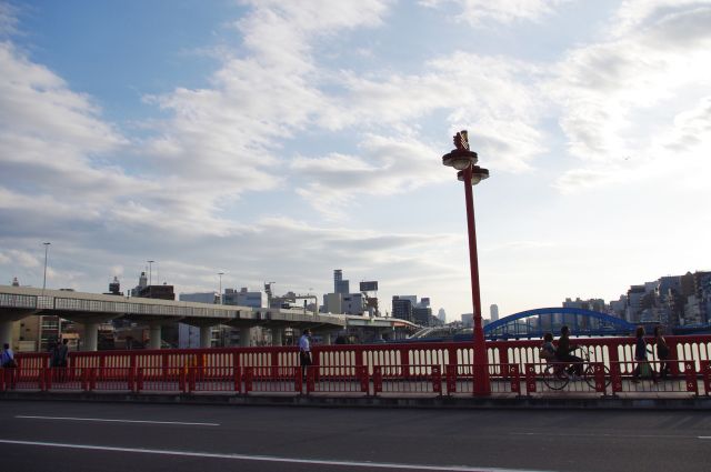 首都高と隣の駒形橋。