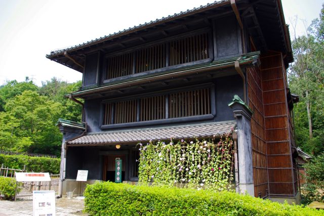 重要文化財の東松家住宅。名古屋市内にあった木造三階建ての商家。途中ですが暑さのためこの先を回るのは断念。