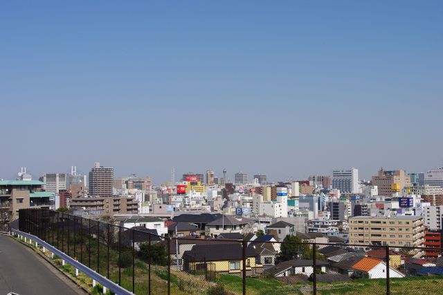 再び野毛山公園へ、マリンタワー方面の眺め。建物がびっしり敷き詰められているのを見下ろすのは新鮮。