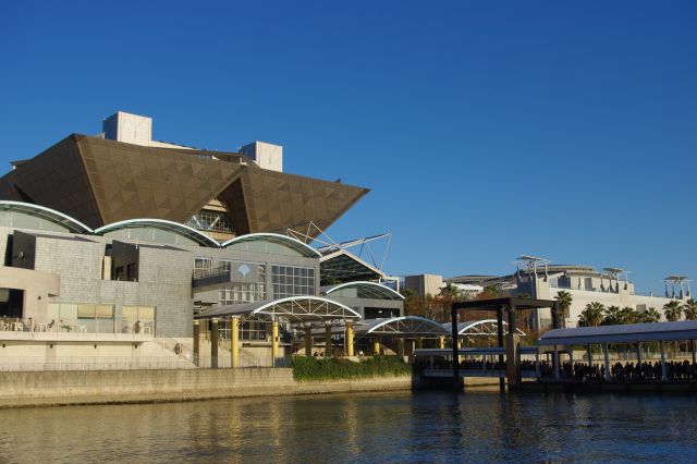 水の広場公園沿いに歩く。