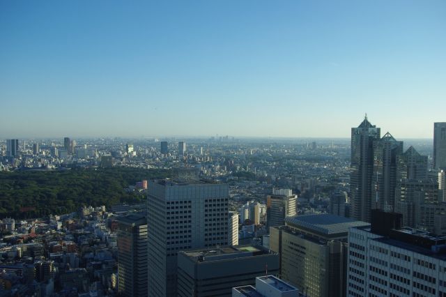 南側は遮るものが少ないので想像以上に良い展望でした。横浜方面、横浜ランドマークタワーもうっすら見えます。