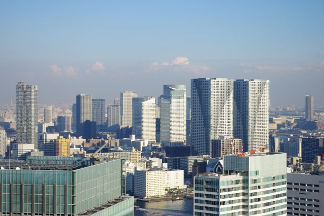 月島、豊洲、晴海、豊海にひしめくビル群。