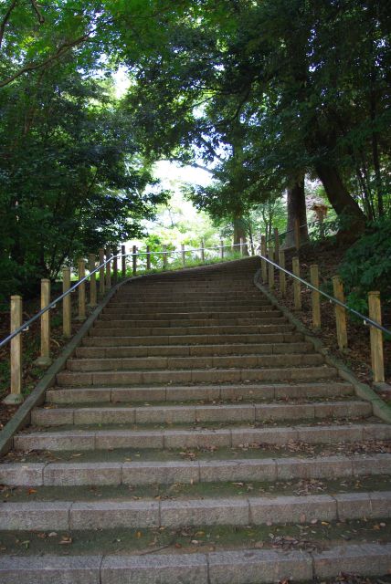 緑に覆われた城内の坂を上って行きます。涼しくセミの鳴き声が響く。