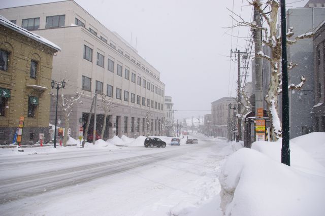 雪が深くて歩くのが大変だし風雪も寒い！