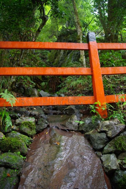 水の神様らしく参道脇の小滝。