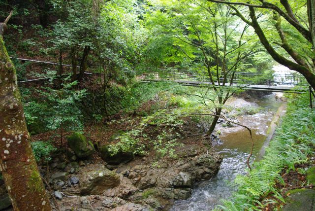 川沿いで心地よい駅前。