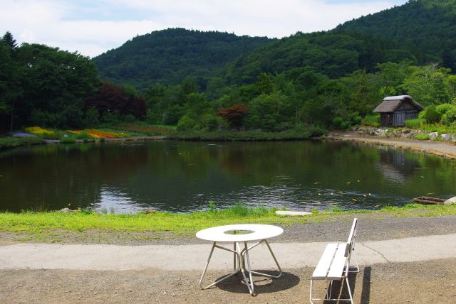 八つの池とは別ですが自然を楽しみアユの塩焼きやそばを食べました。