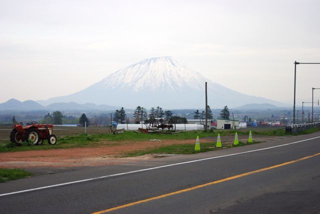 雄大な羊蹄山が見える。