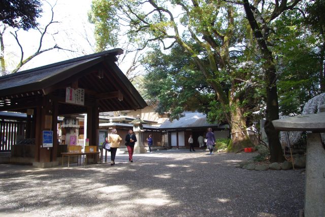 緑に覆われた静かな境内。都市の喧騒を忘れさせてくれる。