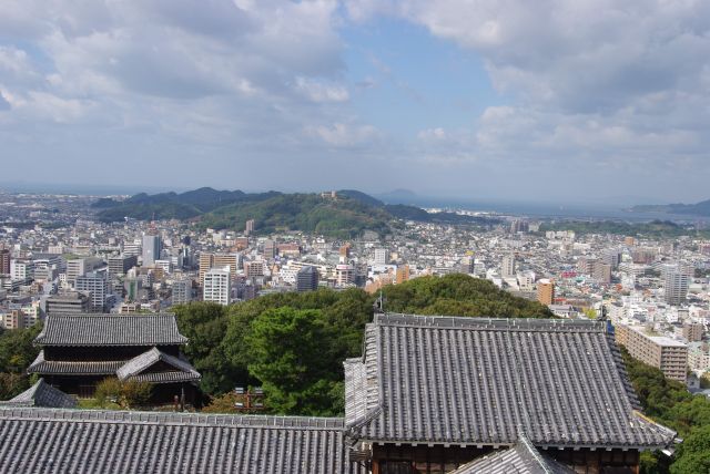 西側、松山港方面。