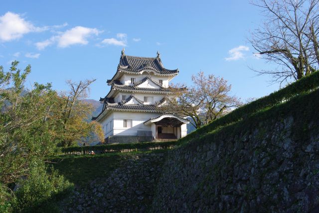 階段を上り二之丸から、天守が見えます。