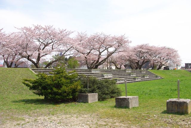 川沿いの広場より。