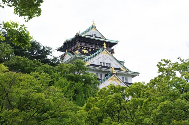 天守閣が少しずつ遠ざかります。