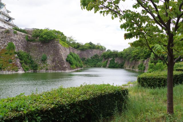 堀の水は途中まで。桜門側は空堀。