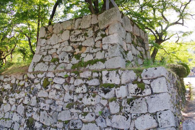 仁王門の突き当り、お寺の入口には石垣があります。