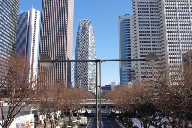 新宿駅方面に並ぶビル群。