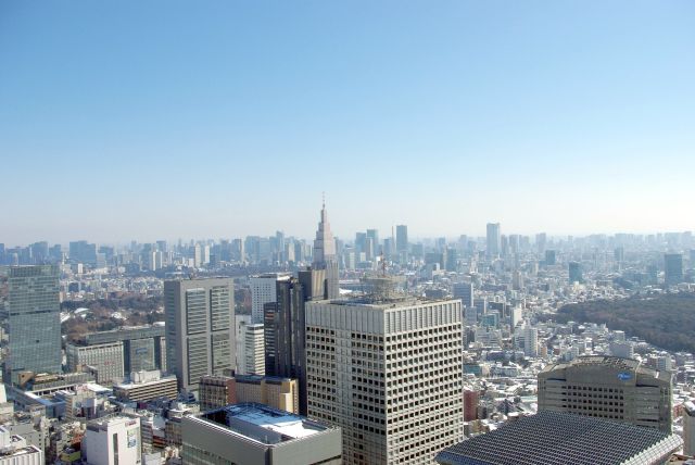 代々木、六本木方面。高層ビルはあまり雪感がなく、低層の方が白いです。