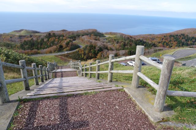 駐車場から階段を登ります。