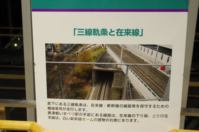 通路には駅建設の様子などのパネルが並びます。