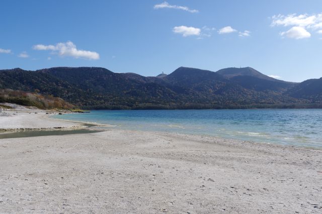 静かで穏やかな湖。湖を囲う山並み。