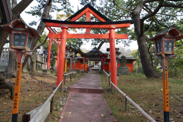 独特の形の山王鳥居があります。