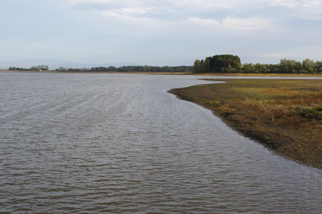 開放的な湖の風景。風が吹き抜けます。