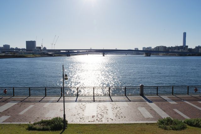 西側は太陽ときらめく運河の水面。開放的で暖かく心地よいです。