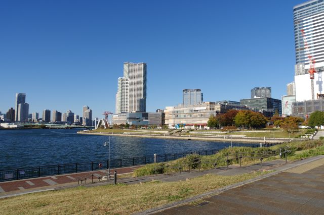 歩いてきた方面。長い距離の公園です。