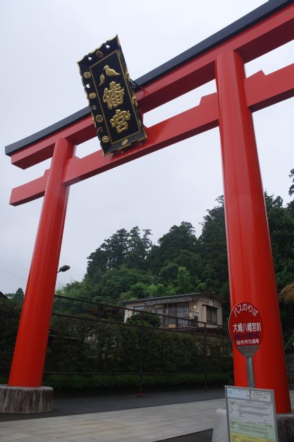 街中に現れる巨大な一之鳥居。すぐ隣にはマンション。