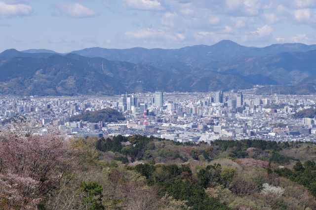 静岡駅周辺は大きな建物が多く目立ちます。