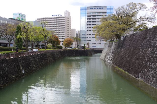 中堀の西側。堀の外はすぐ街並み。