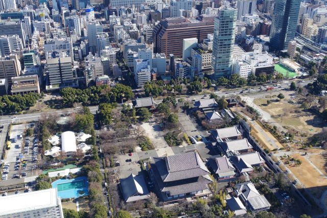 増上寺と大門の街並みを見下ろす。結構な高さです。