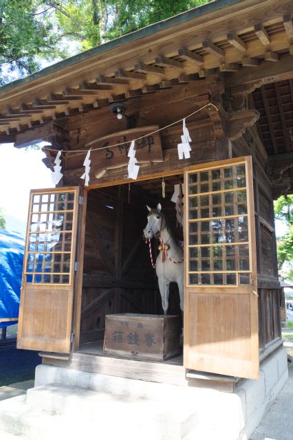 一周して手水舎前へ、馬の御霊を祀る神馬社。