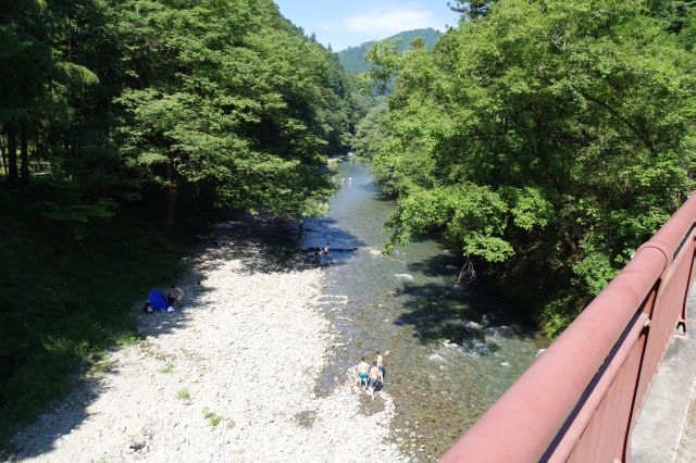 右側の川上方面。流れは比較的穏やかです。