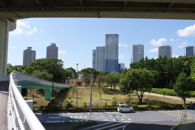 歩道橋を渡り辰巳駅へ戻ります。