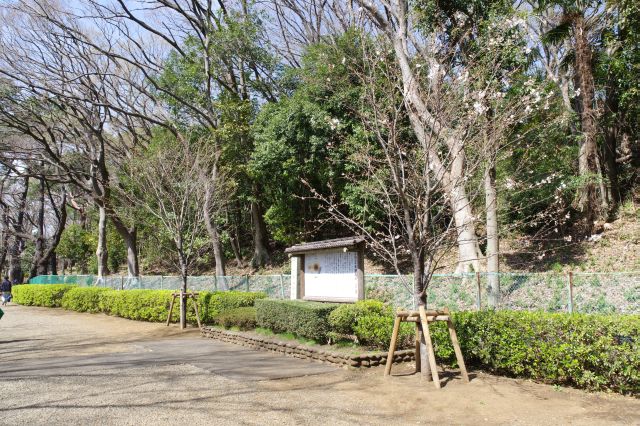 公園内の自然が茂る丘の亀甲山古墳。