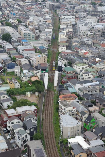 行き交うカラフルな電車を眺めるのも楽しい。