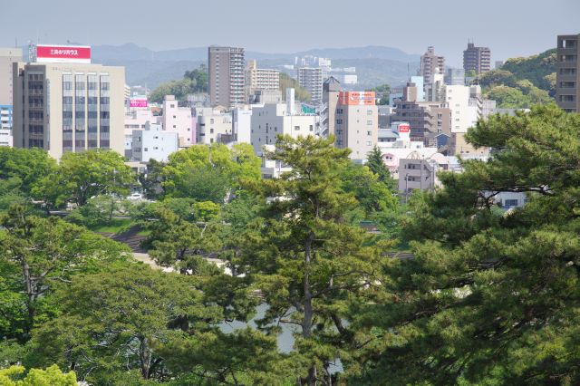 名鉄東岡崎駅周辺のビル群。