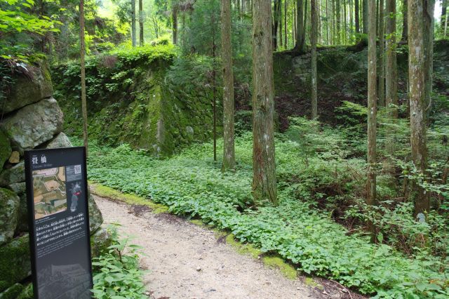 畳橋の跡へ。空堀にL字型の木造の橋が架かっていました。