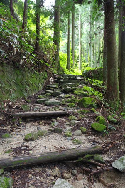 現在は斜面沿いの道を通ります。足場が悪い所です。