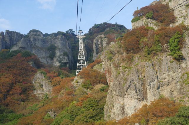 頂上付近の断崖絶壁の岩場が連なる光景もダイナミックです。