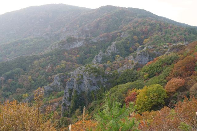 より近くなった断崖絶壁の岩場の風景。