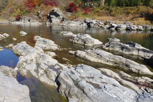 筋状の岩場と合間の水たまり。