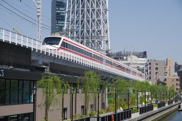 高架上を行き来する電車も見られます。